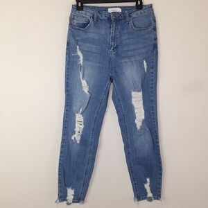 Jelly Jeans Womens Size 7 Ankle Straight High Rise Distressed Medium Wash Casual